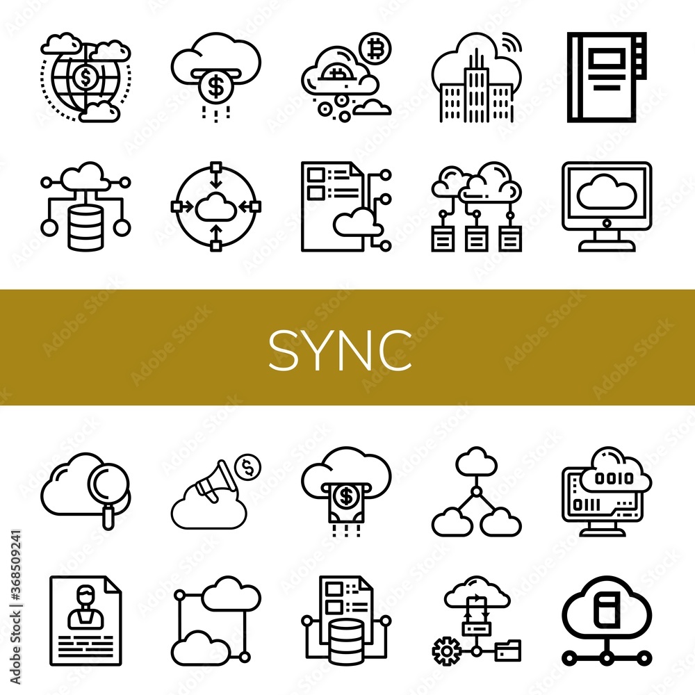 Sticker sync simple icons set