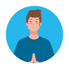 meditating man in frame circular, on white background vector illustration design