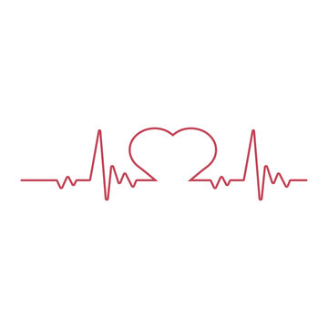 Heart beat, heartbeat monitor pulse line art icon for medical apps and websites EPS Vector