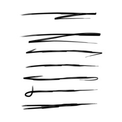 Set of handmade, hand drawn underline strokes isolated on white background EPS Vector 