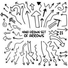 Set of rough hand drawn, grunge, handmade elements arrows, waypoints isolated on white background EPS Vector