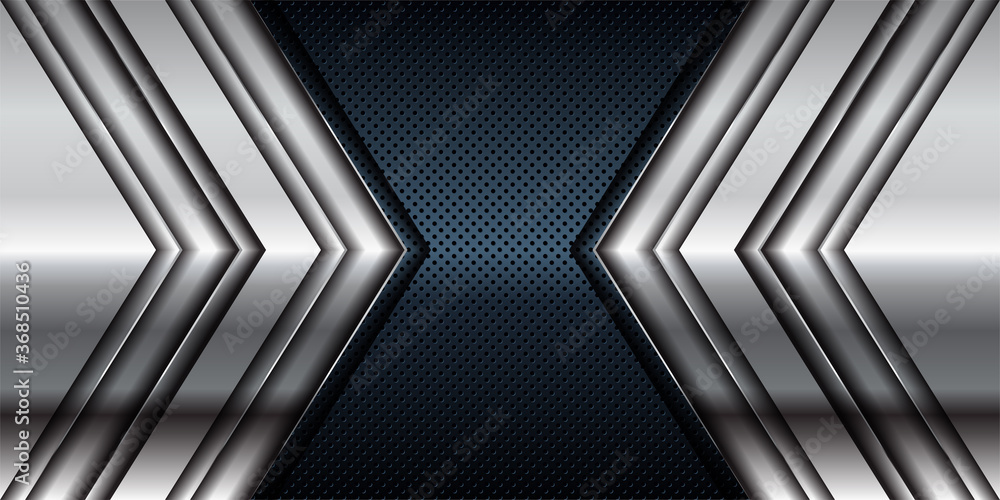 Poster silver list dimension on black texture background. realistic overlap layers texture with silver ligh