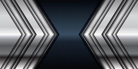 Obraz premium Silver list dimension on black texture background. Realistic overlap layers texture with silver light element decoration