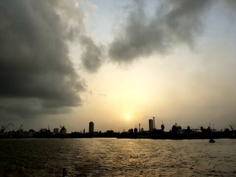 sunset over the city