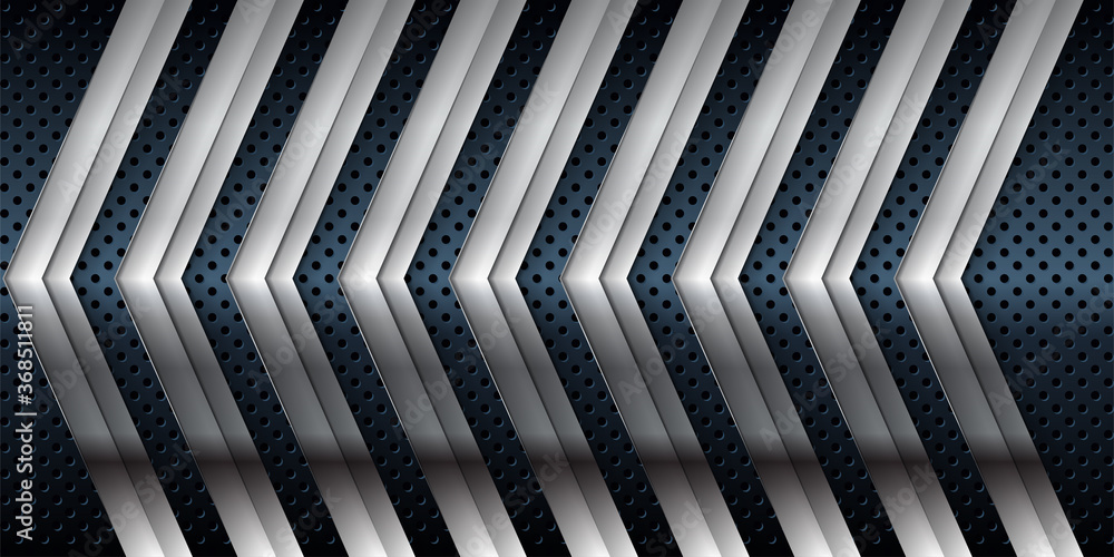 Aufkleber silver list dimension on black texture background. realistic overlap layers texture with silver ligh
