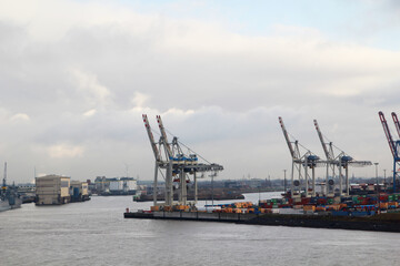 View to Hamburg port from Docklands