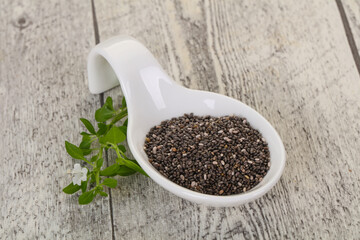 Dietary Chia seeds in the bowl