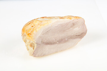 Smoked pork meat over white background