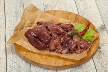Raw chicken liver ready for cooking