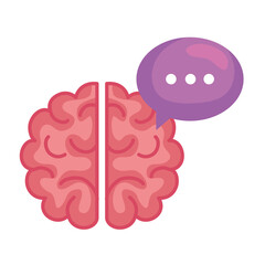 brain human with speech bubble, brain thinking on white background vector illustration design