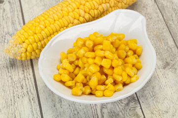 Young corn seeds in the bowl