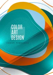 Stof per meter Smooth abstract intersecting shapes. Colorful advertising banner for sale. Seasonal discounts. Template with copy space for marketing. Vector © Irina