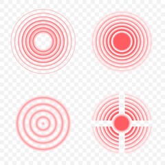Pain epicentre red circles set