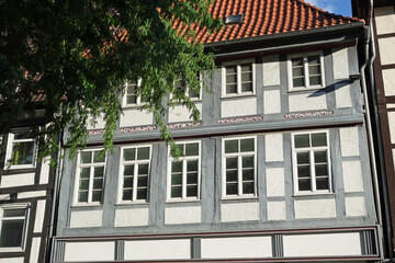 Fototapeta na wymiar Hameln an der Weser Fachwerkfassade