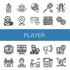 player simple icons set