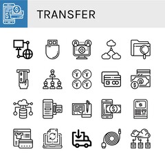 transfer simple icons set