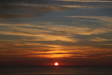 Sunset at the adriatic sea view from above