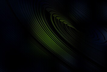 Dark Green vector background with curved lines.