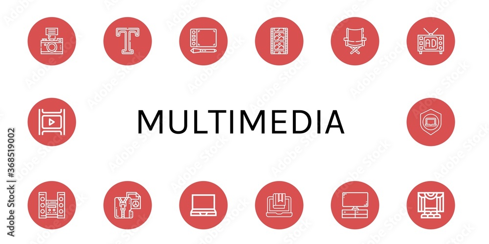 Poster multimedia simple icons set