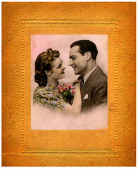 Vintage portrait couples in love,1940.