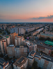 Fototapeta na wymiar Sunset in Bucharest.