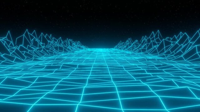 synthwave retro peaks Retro Background 3d render