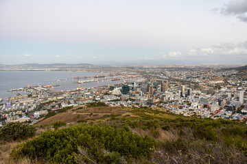 Fototapeta premium Cape Town Cityscape as seen from Table Mountain top, Western Cape, South Africa