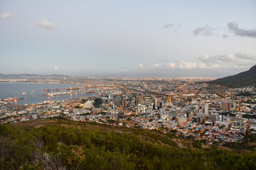 Cape Town Cityscape as seen from Table Mountain top, Western Cape, South Africa
