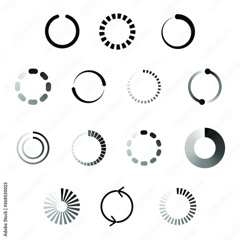 Poster set collection black line load status icons vector design style