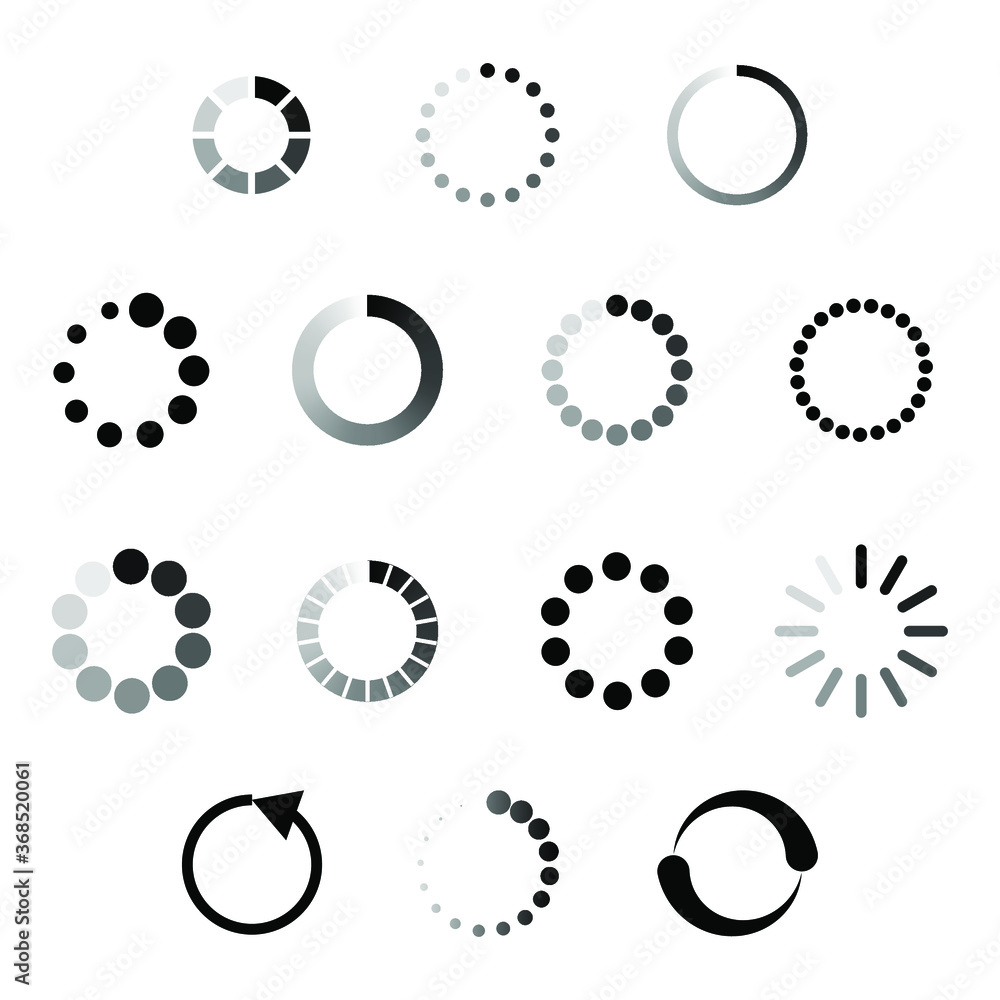 Poster set collection black line load status icons vector design style