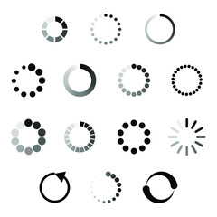 Set Collection Black Line Load Status Icons Vector Design Style