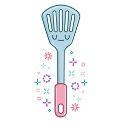 kawaii kitchen spatula icon cartoon illustration