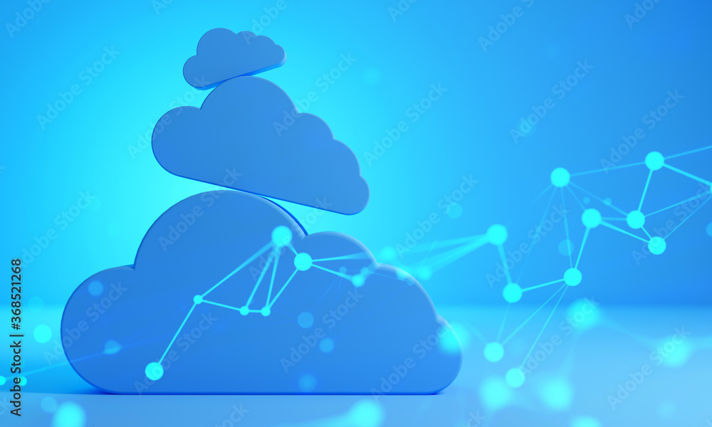 Poster cloud storage of digital data ai network technology online for security system internet with backgro