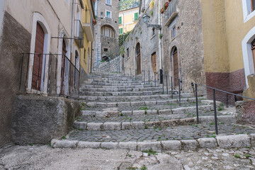 staircase in the medieval town of pacentro in abruzzo italy