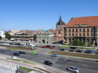 View of the famous buildings and structures of Gdańsk - the Amber Museum and others