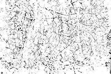 Grunge texture of uneven rough surface with noise, grit, and scribbles. Abstract monochrome background. Vector illustration. Overlay template.