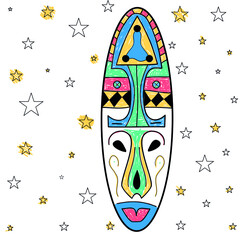 Vector lineart totem illustration colored