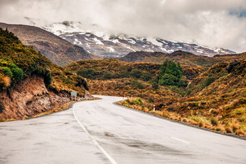 Mountain road in Tongariro National Park