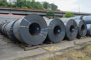 Storage of hot rolled steel coils in sea port storage area