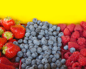 organic berries fruits on yellow background