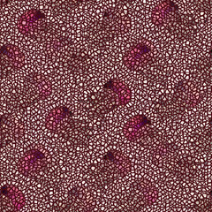 Isolated pattern with mosaic network of deep red lines making rhythmic lighter  jellyfishes 