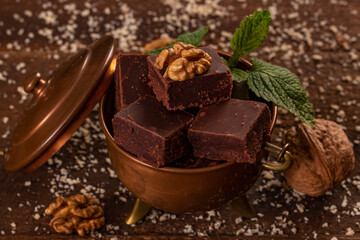 Homemade chocolate with nuts