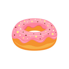 donut with pink glaze isolated on white