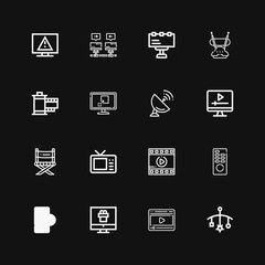 Editable 16 television icons for web and mobile