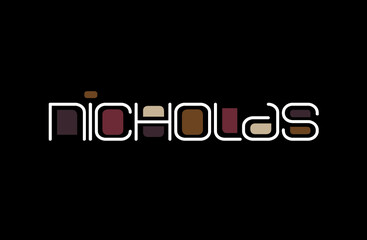 Nicholas Name Art in a Unique Contemporary Design in Java Brown Colors