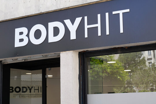 bodyhit logo text and sign of French sport personalised coaching and sporty electrostimulation