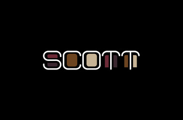 Scott Name Art in a Unique Contemporary Design in Java Brown Colors