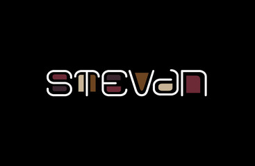 Stevan Name Art in a Unique Contemporary Design in Java Brown Colors