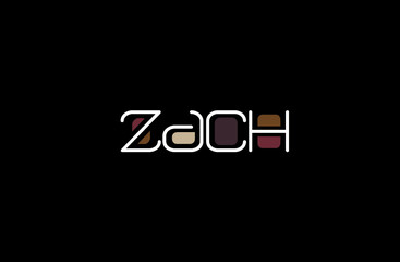Zach Name Art in a Unique Contemporary Design in Java Brown Colors - obrazy, fototapety, plakaty