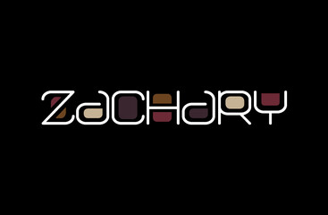 Zachary Name Art in a Unique Contemporary Design in Java Brown Colors